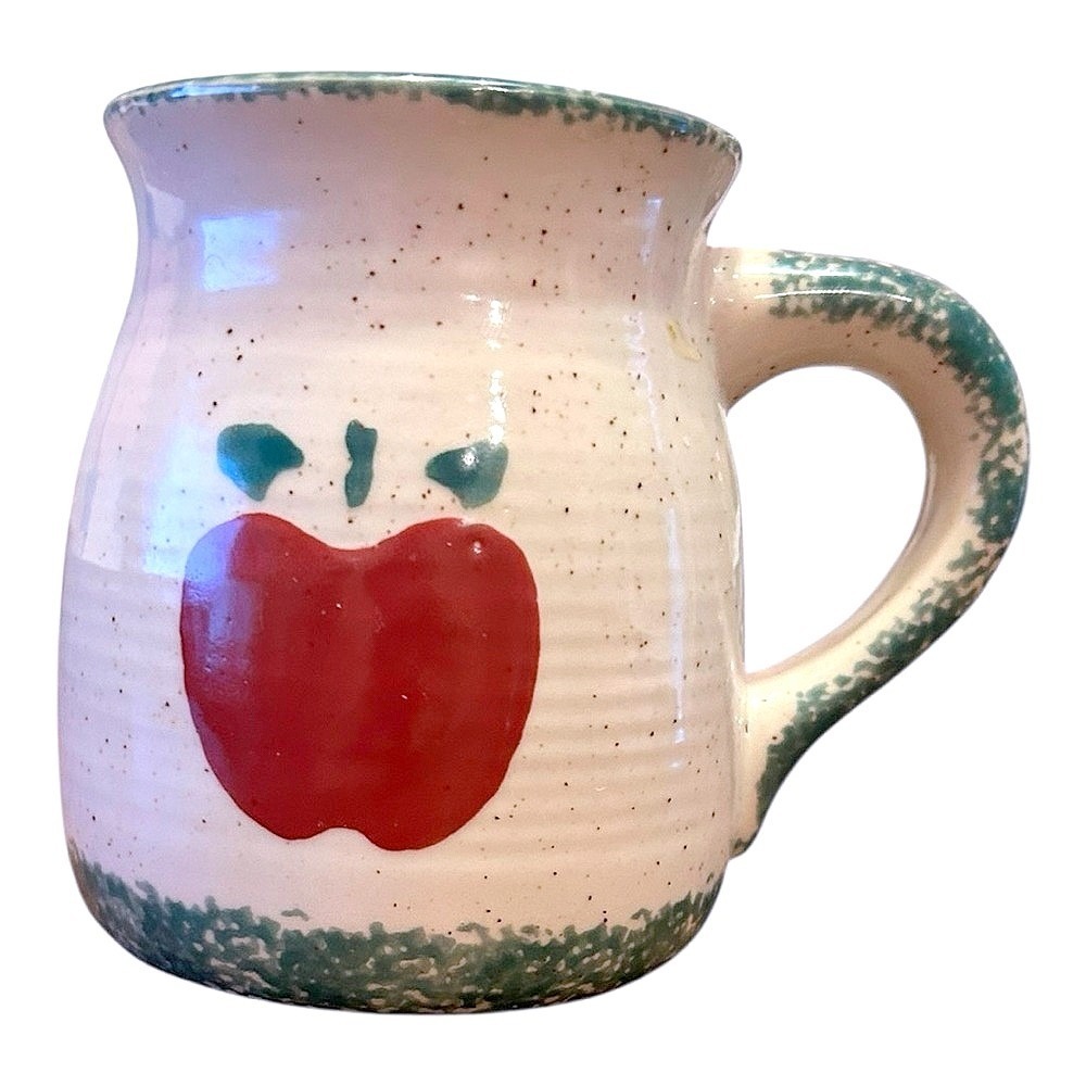 Vintage‎ Apple Spongeware Mug 90s Country Farmhouse Coffee Cup Rustic Kitchen